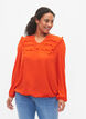 Blouse met franjes en lange mouw, Orange.com, Model image number 0