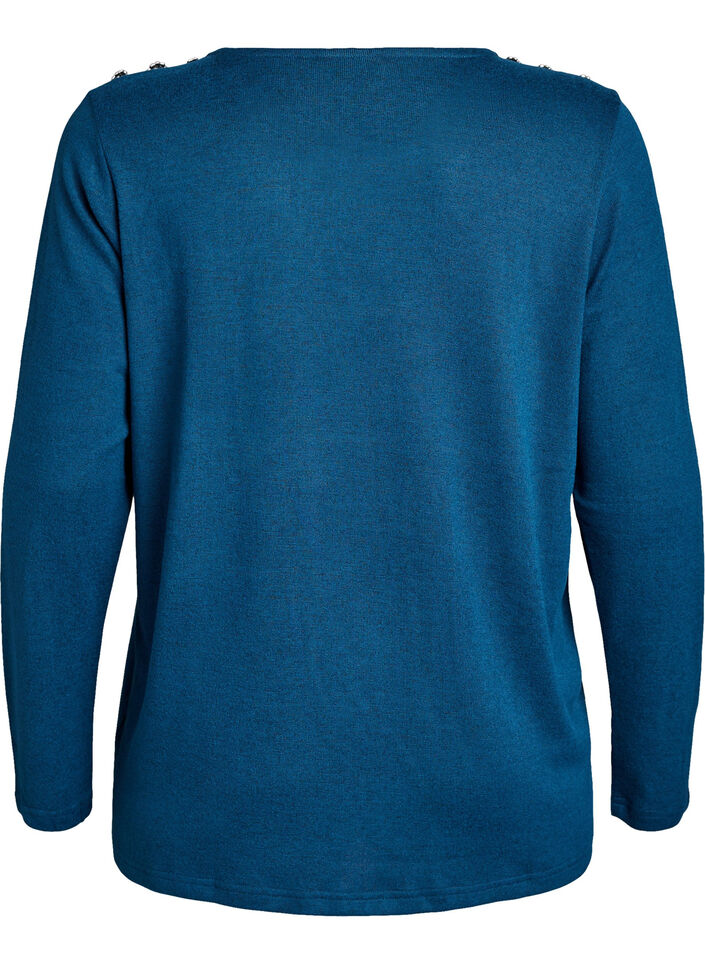 Blouse met decoratieve knopen, Blauw, Packshot image number 1