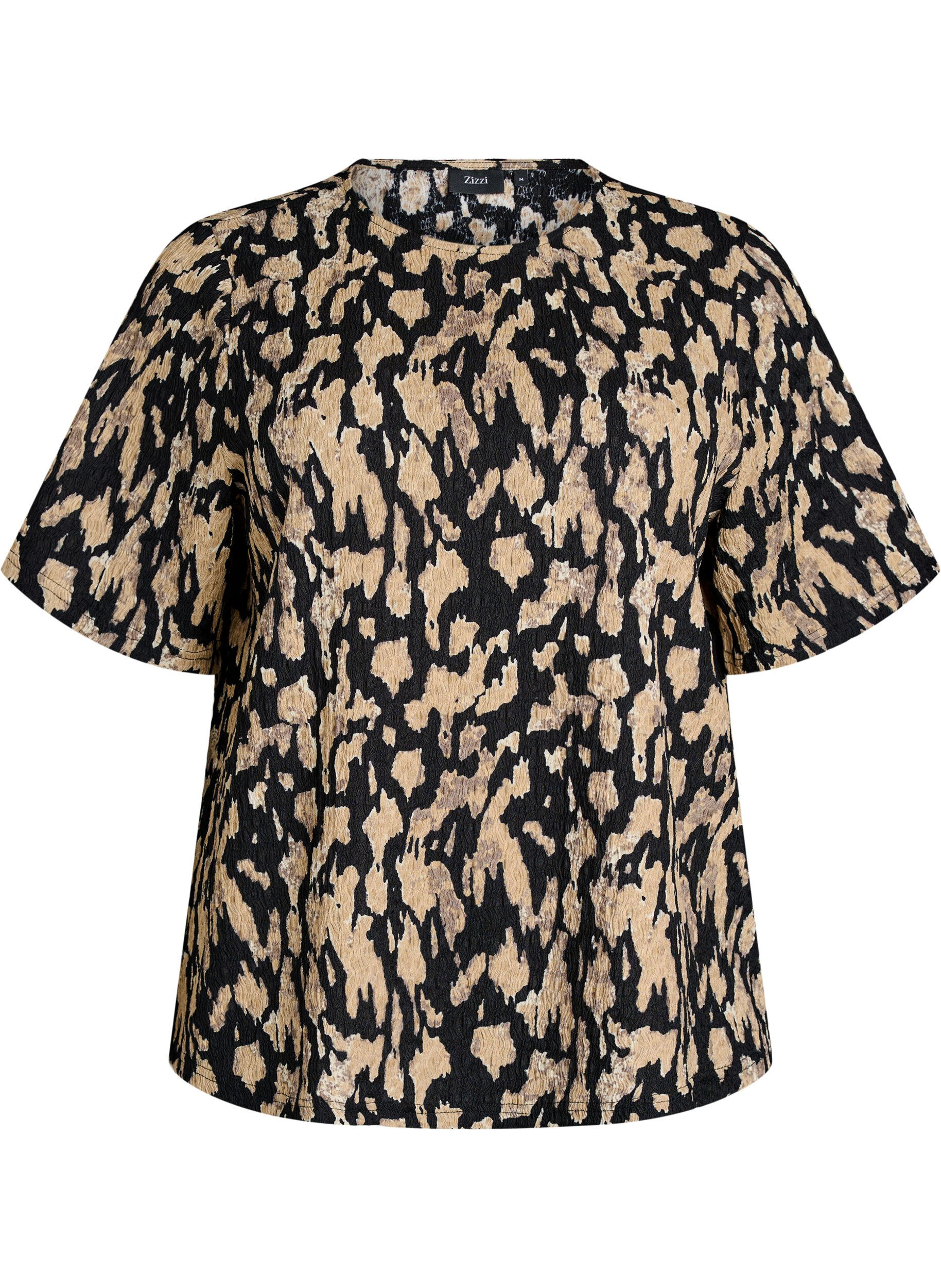 ZizziBlouse met korte mouwen met patroon, Zwart, Packshot image number 0