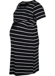 Robe de maternité rayée en viscose, Black Grey Stripe, Packshot