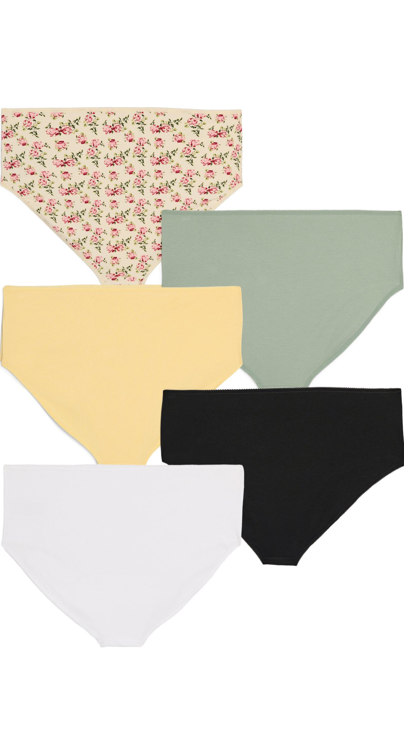 Zizzi Lot de 5 culottes c&ocirc;tel&eacute;es en coton, Vanille, Packshot image number 1
