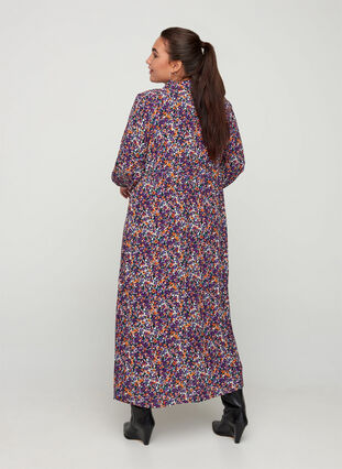 Viscose jurk met bloemenprint, Purple Flower AOP, Model image number 2