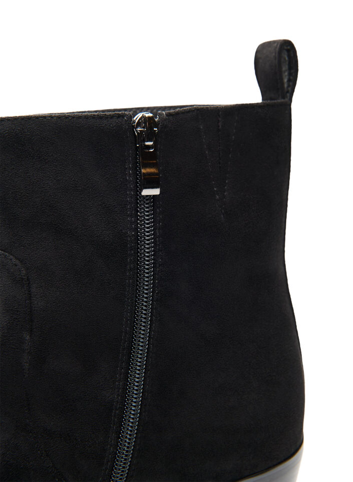 Botte haute en su&eacute;dine avec tige amovible, Noir, Packshot image number 5