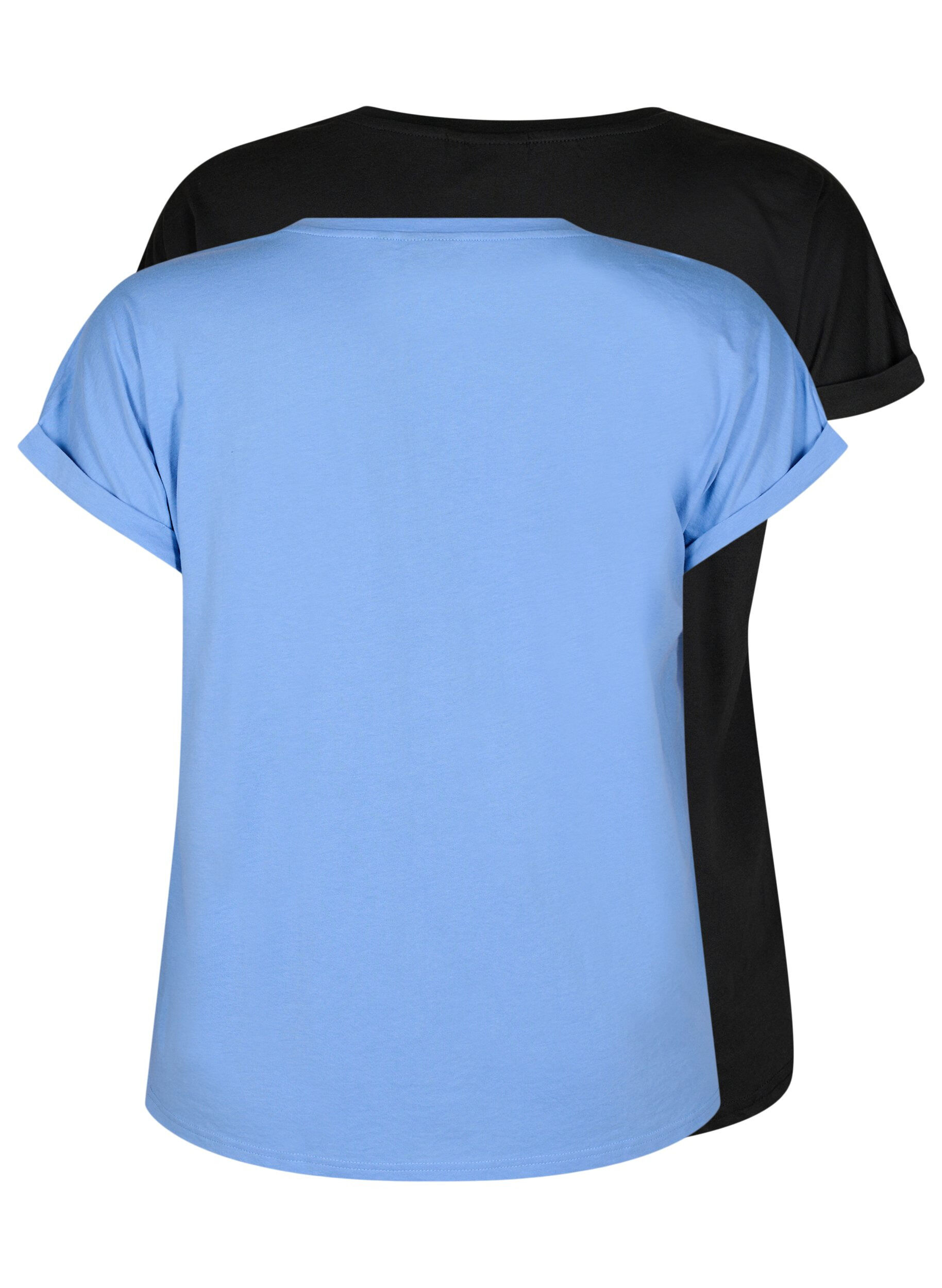 Zizzi2-pack T-shirts met korte mouwen, Blauw, Packshot image number 1