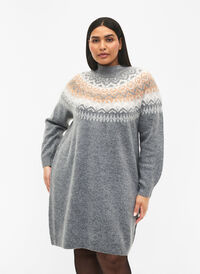 Robe en tricot à motifs et à manches longues, Medium G. Mel. Comb, Model