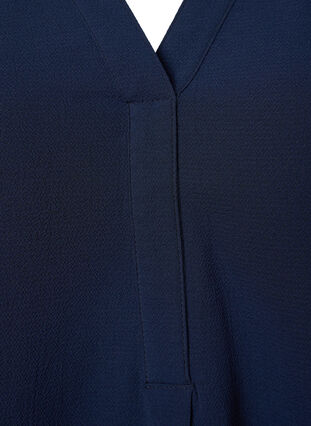 Haut de couleur unie avec col en V, Navy Blazer, Packshot image number 2
