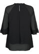 Blouse met asymmetrische onderkant en 3/4 mouwen, Black, Packshot image number 1
