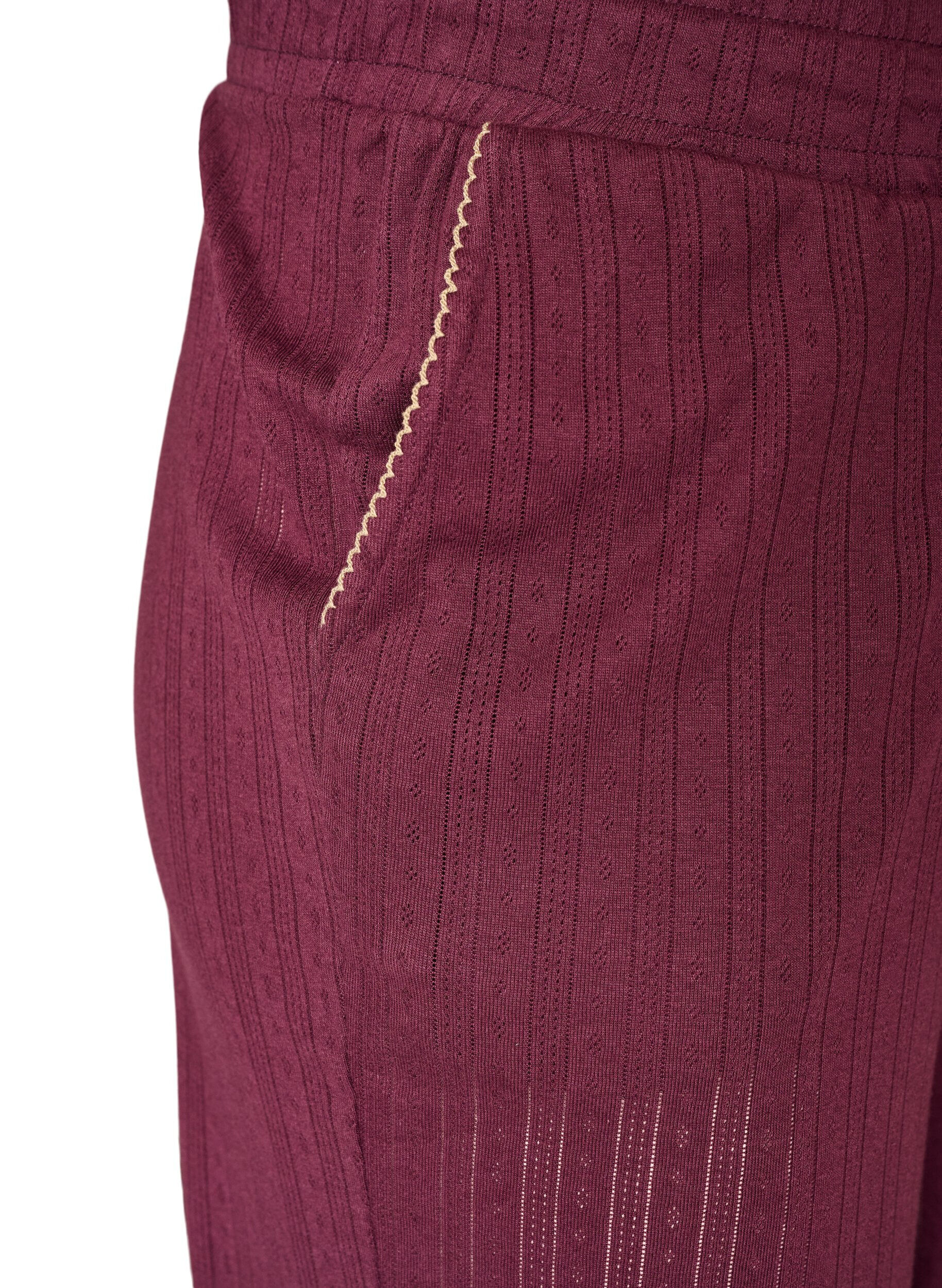 ZizziBas de pyjama en coton biologique avec broderie ajour&eacute;e, Bordeaux fonc&eacute;, Packshot image number 2