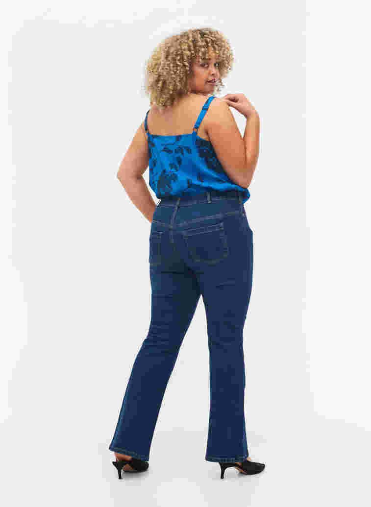 Ellen bootcut jeans met hoge taille, Dark Blue, Model