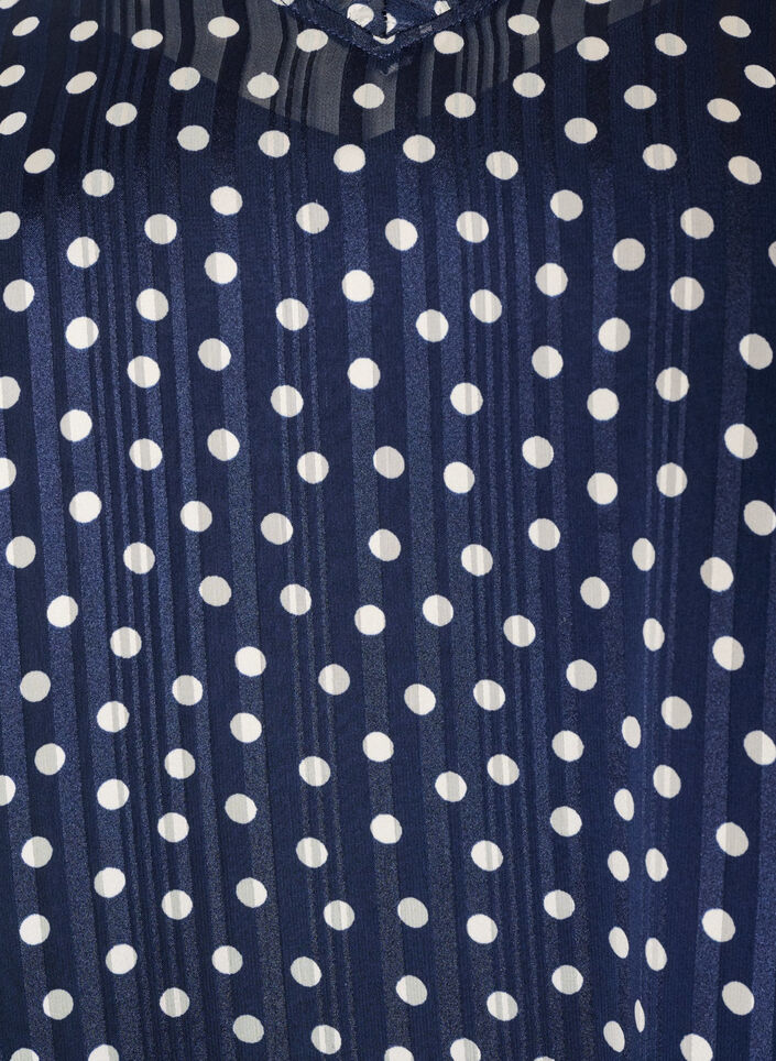 Jurk met patroon, ruches en lange mouwen, Blauw, Packshot image number 2