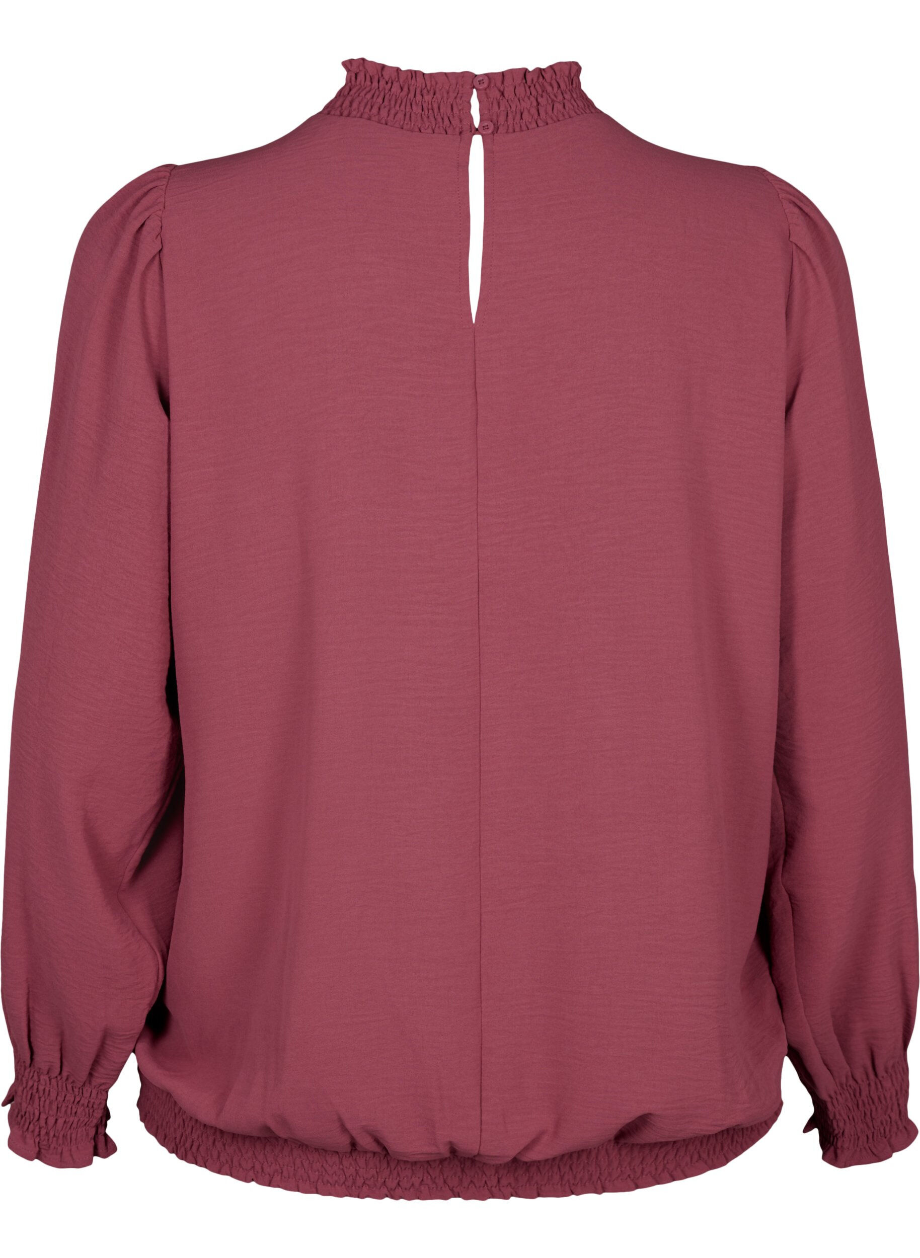 ZizziEffen smok blouse met lange mouwen, Dry Rose, Packshot image number 1
