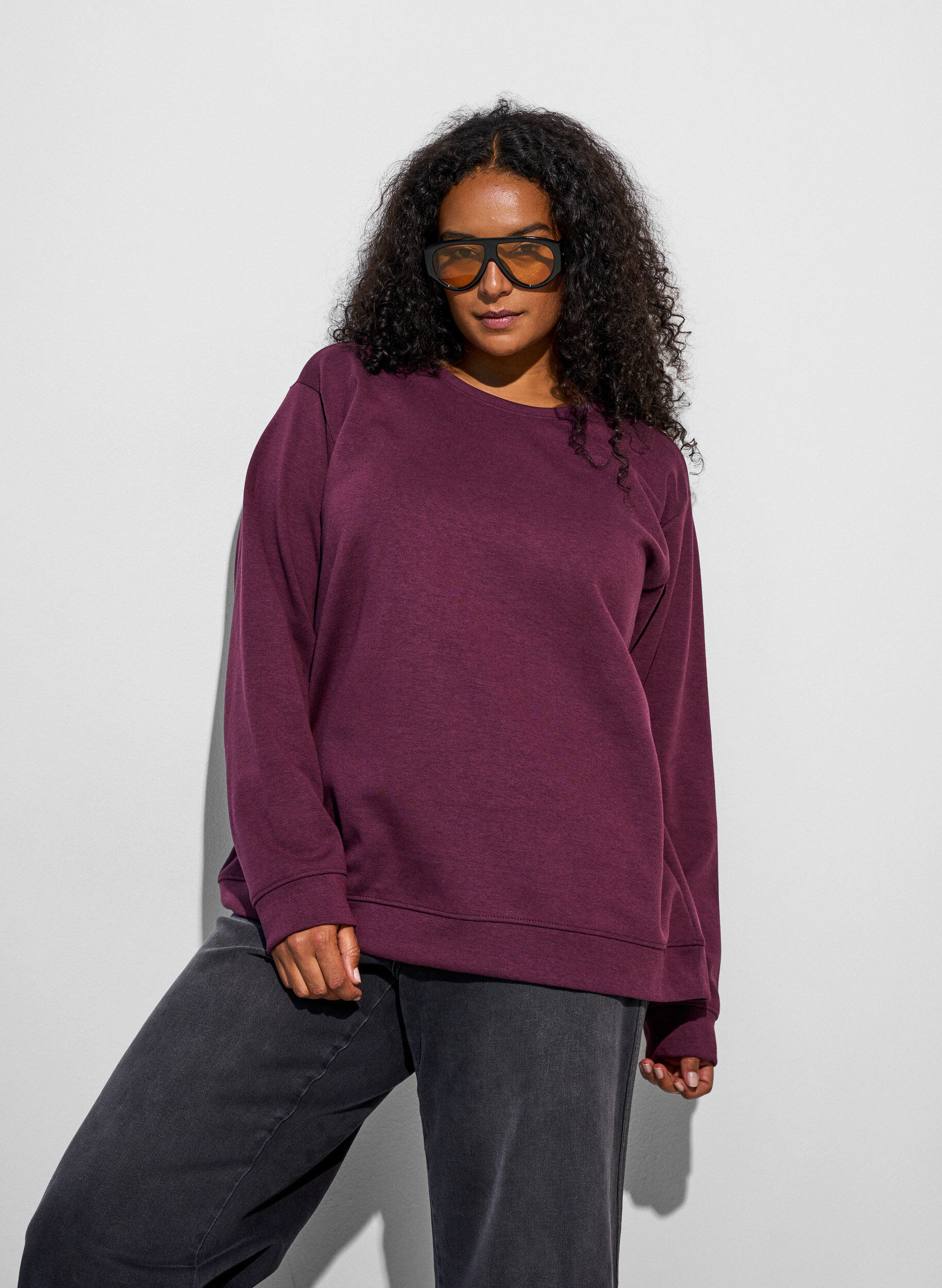 ZizziSweatshirt met ronde hals, Rood, Model image number 0
