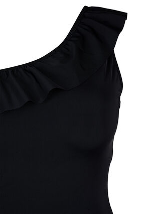 Een schouderbadpak met ruffle, Black, Packshot image number 2