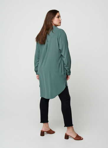 Lange transparante blouse, Balsam Green, Model image number 1