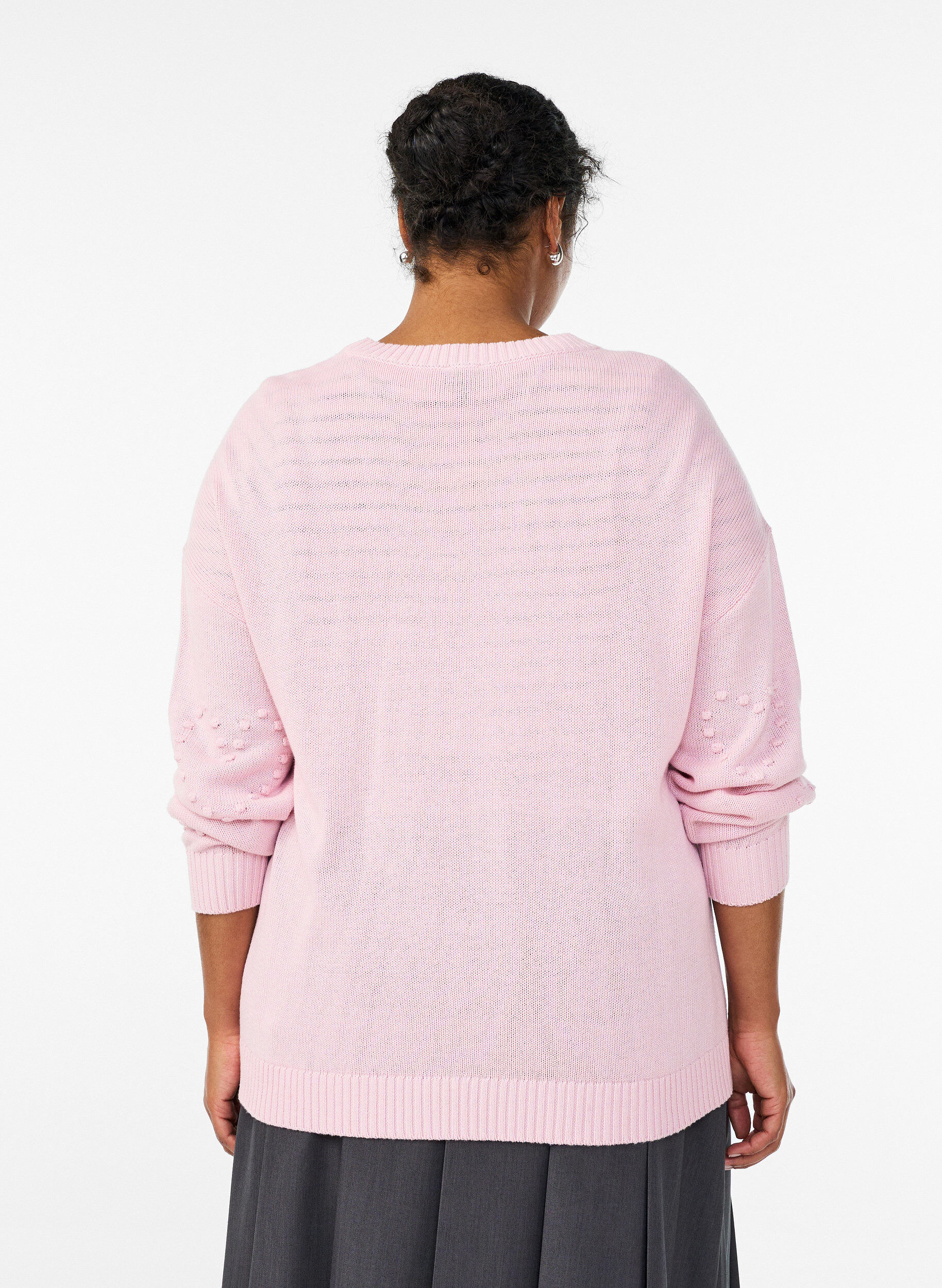 Zizzi Blouse ample en maille &agrave; motif c&oelig;urs, Rose, Model image number 2