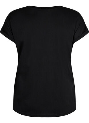 T-shirt à manches courtes en coton mélangé, Black, Packshot image number 1