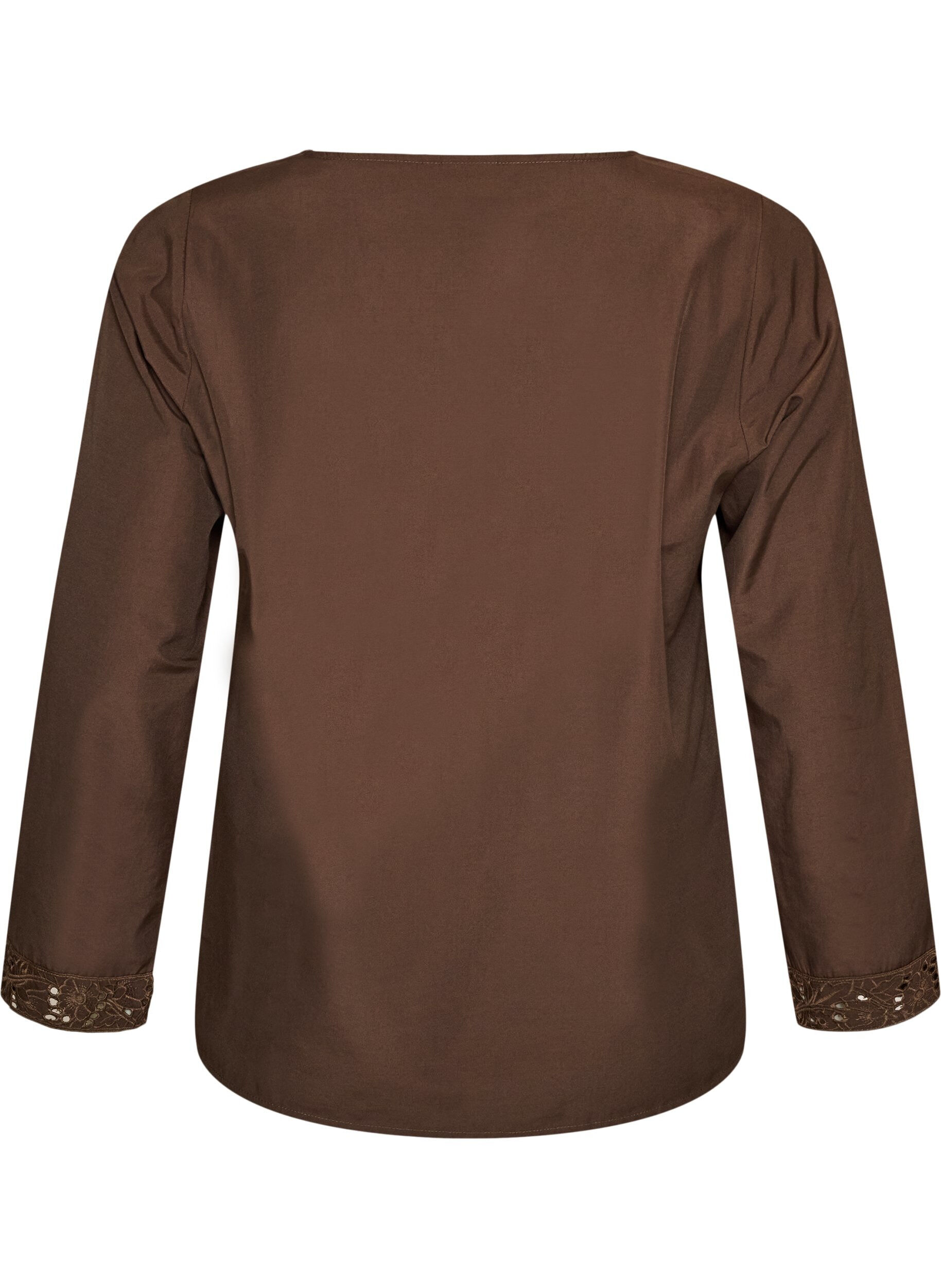 ZizziBlouse met broderie anglaise, Bruin, Packshot image number 1