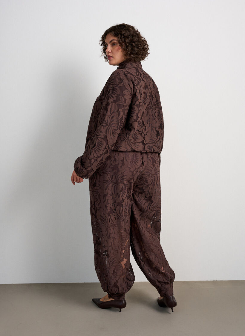 Bomber en jacquard floral, Marron, Model image number 2