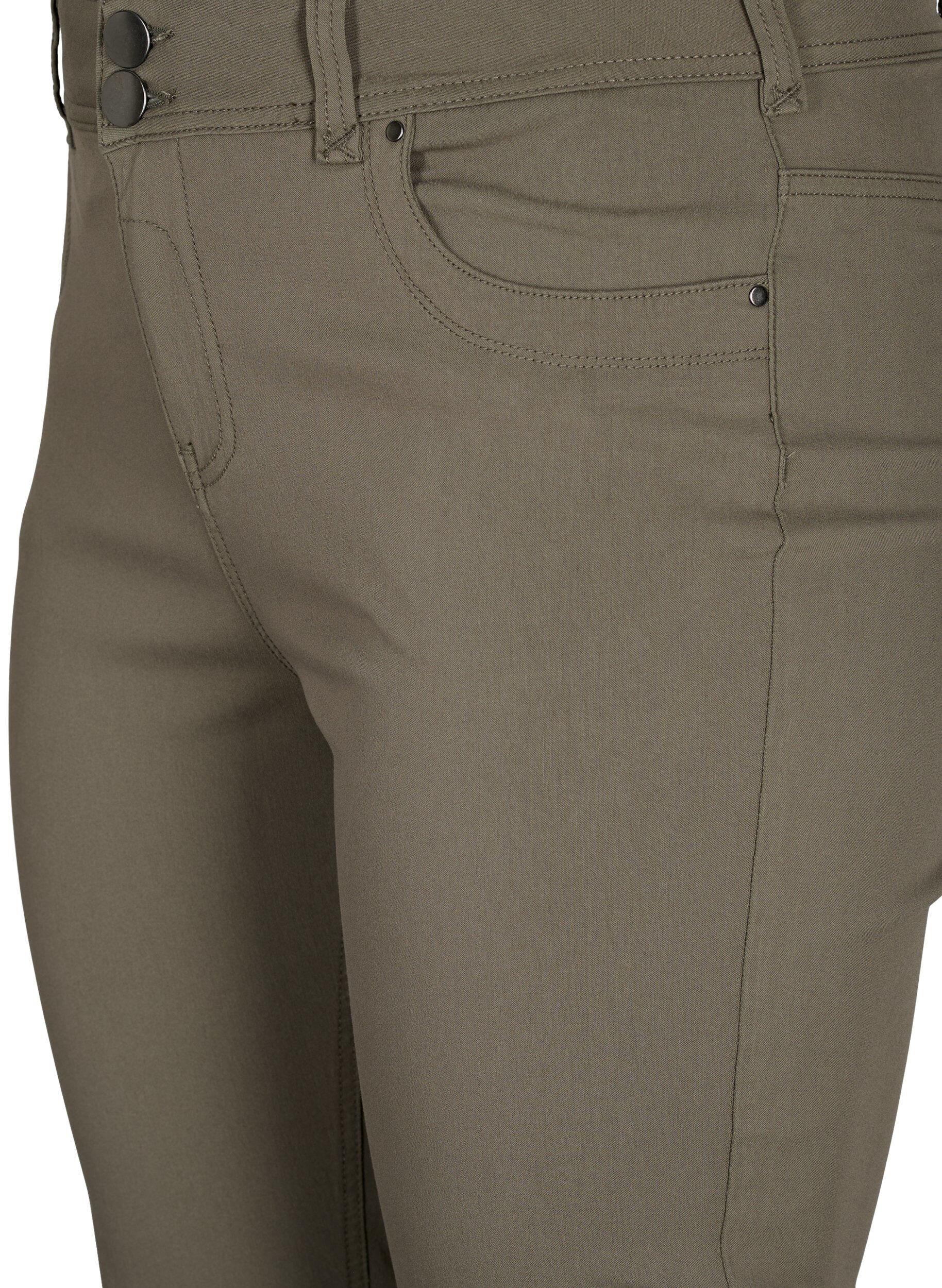Zizzi Pantalon capri ajust&eacute; en m&eacute;lange de viscose, Dusty Olive, Packshot image number 2