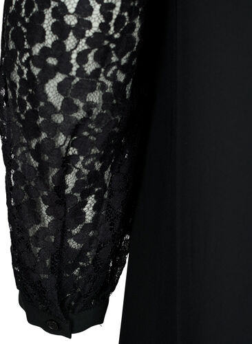 Robe à manches longues avec dentelle, Black, Packshot image number 3