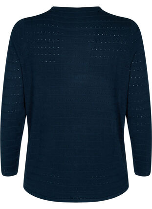 Gebreide blouse met structuur en ronde hals, Navy Blazer, Packshot image number 1