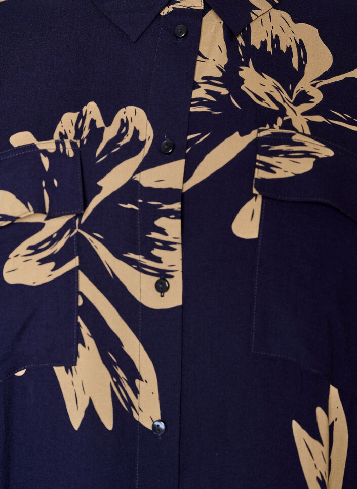 Robe chemise longue avec manches courtes, Bleu, Packshot image number 2