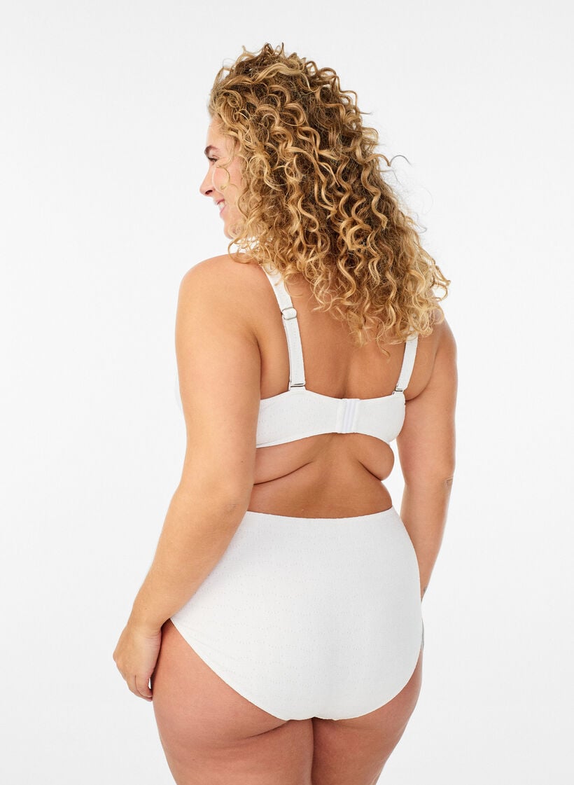 Bas de bikini &agrave; motif textur&eacute; et taille standard, Blanc, Model image number 1