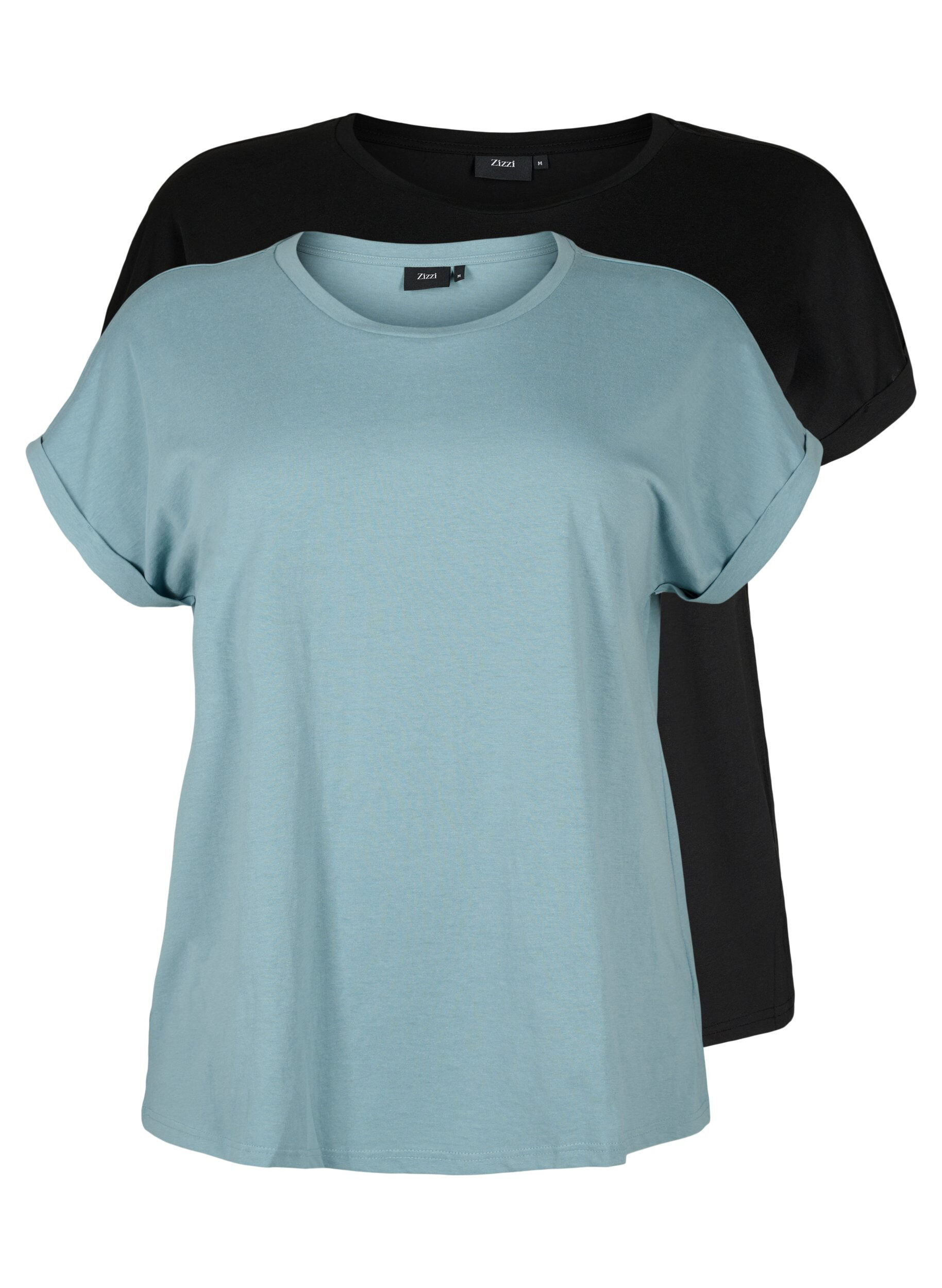 Zizzi2-pack T-shirts met korte mouwen, Blauw, Packshot image number 0