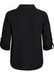Linnen en viscose shirt met 3/4 mouwen, Zwart, Packshot image number 1