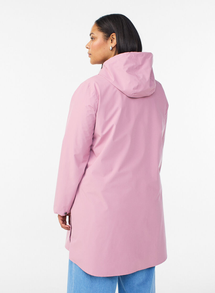 Veste de pluie avec poches et capuche, Rose, Model
