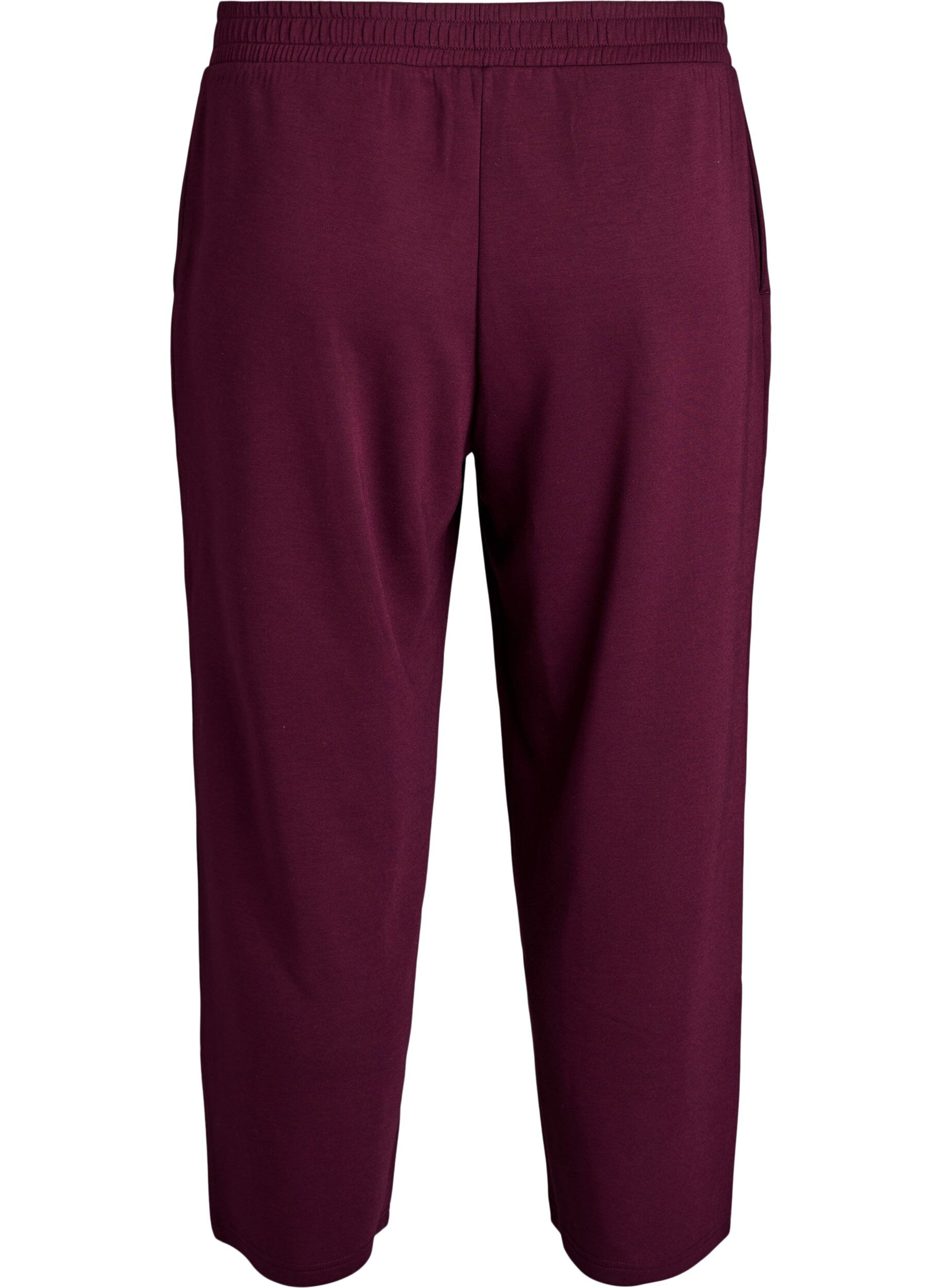 Zizzi7/8 modal mix broek met zakken, Donker Bordeaux, Packshot image number 1