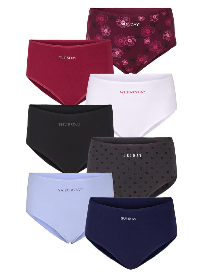 7-pack hipsterslip met normale taille, Donker Bordeaux, Packshot image number 0