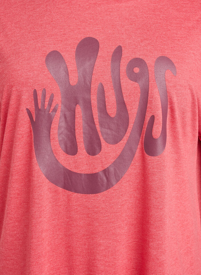 Chemise de nuit &agrave; manches courtes avec imprim&eacute; texte, Rouge, Packshot image number 2