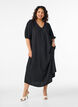 Robe midi avec col en V et texture, Noir, Model image number 0