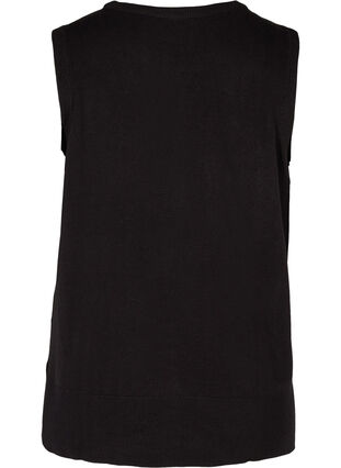 Gebreide vest met split, Black, Packshot image number 1
