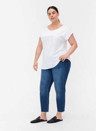 T-shirt van biologisch katoen met borstzakje, Bright White, Model image number 2