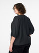 Blouse met krijtstrepen en strikjes, Zwart, Model image number 2