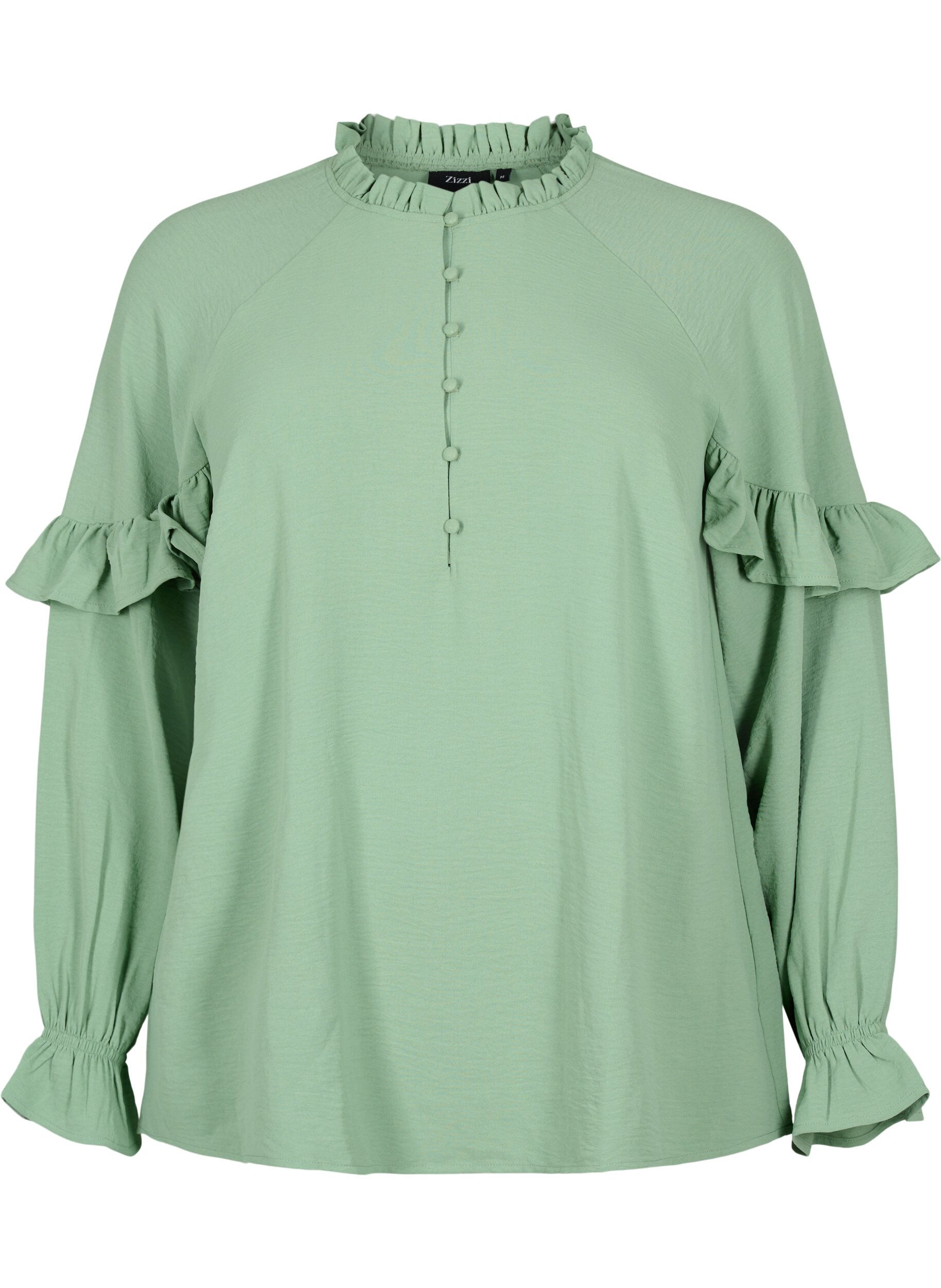 ZizziBlouse met ruches en knopen, Green Bay, Packshot image number 0
