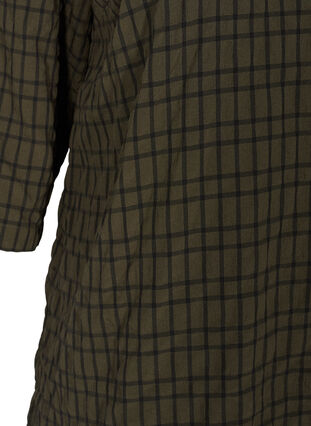 Geruite blouse met 3/4-mouwen en kraag met ruches, Ivy Green Check, Packshot image number 3