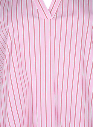 Gestreepte blouse met peplum en ruches, Pink Red Stripe, Packshot image number 2