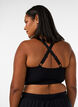 Naadloze geribde sportbeha, Zwart, Model image number 2