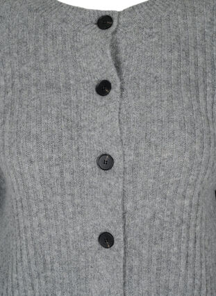 Cardigan en laine à boutons, Medium Grey Melange, Packshot image number 2