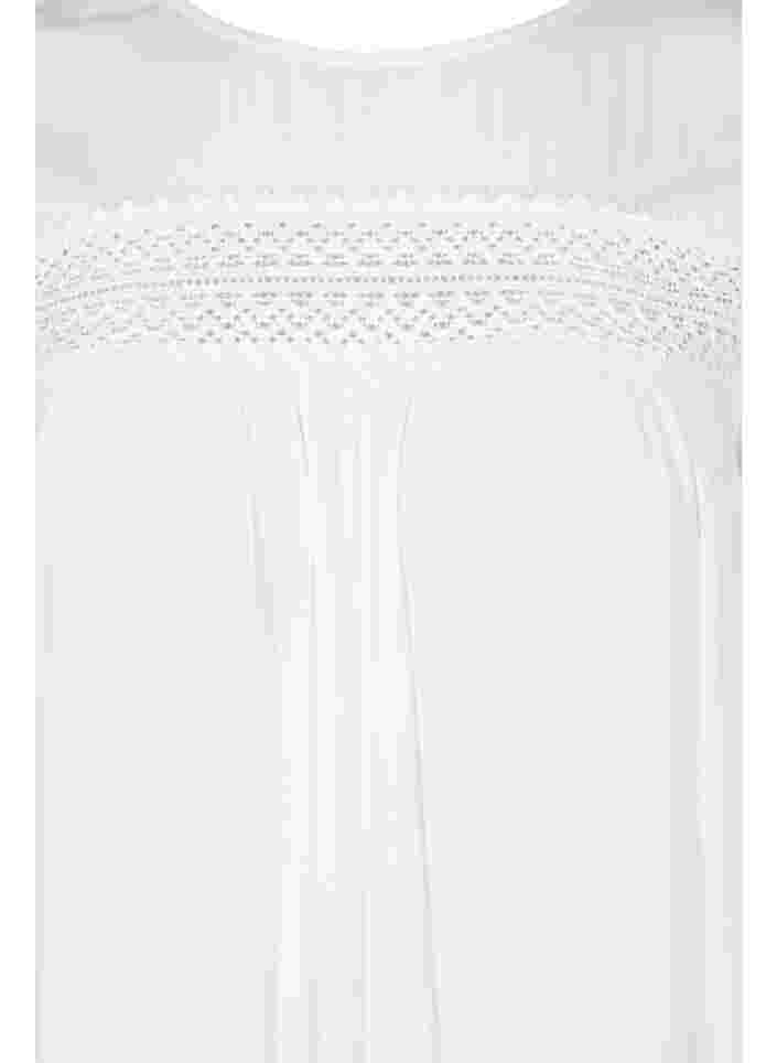 robe en viscose avec détails en dentelle, Off White, Packshot image number 2