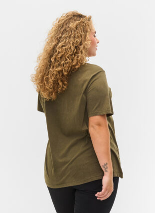 T-shirt en coton à manches courtes avec imprimé, Ivy Green Wash, Model image number 1
