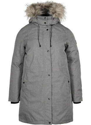 Veste d'hiver imperméable avec capuche, Medium Grey Melange, Packshot image number 0