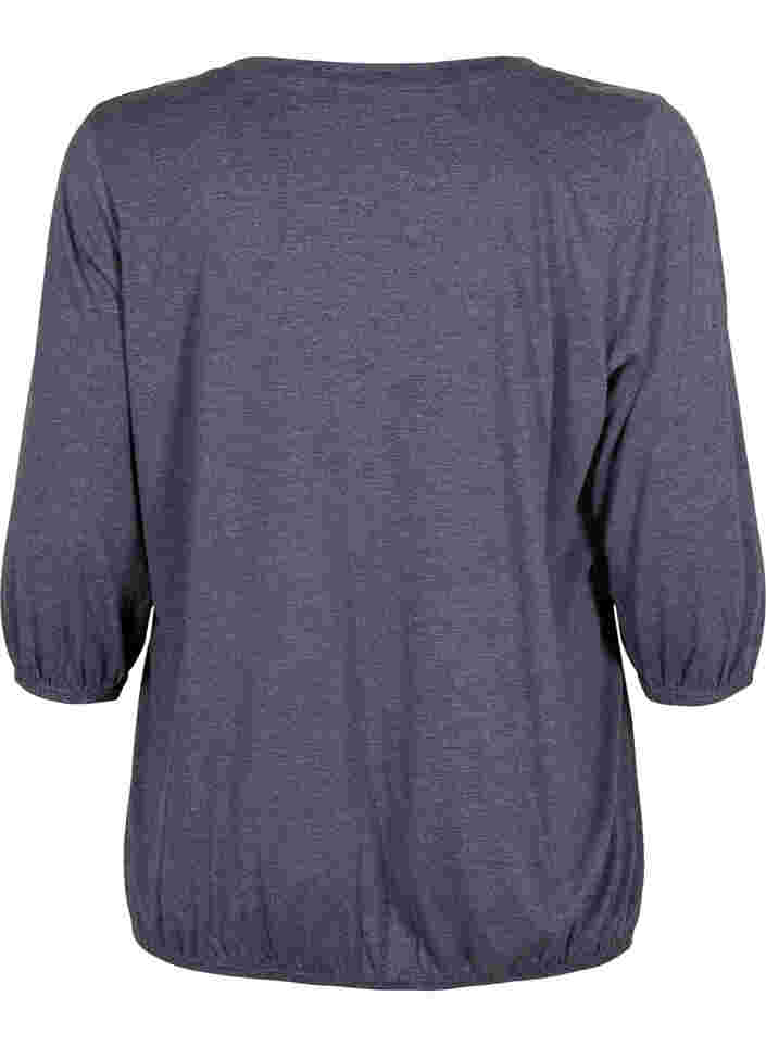 Gemêleerde blouse met v-hals, Navy Blazer Mélange, Packshot image number 1