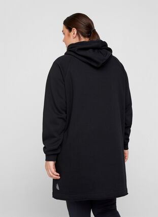 Robe pull avec capuche et poche, Black, Model image number 1