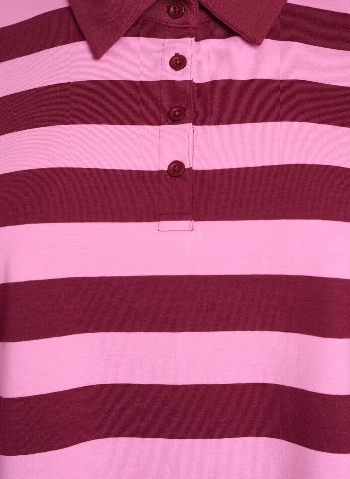 Polo shirt met lange mouwen en strepen, Donker Bordeaux, Packshot image number 2