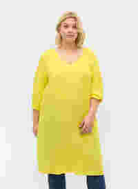 Robe en viscose avec encolure en V, Blazing Yellow, Model
