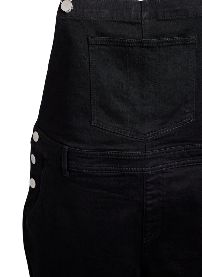 Denim overalls korte broek, Zwart, Packshot image number 2